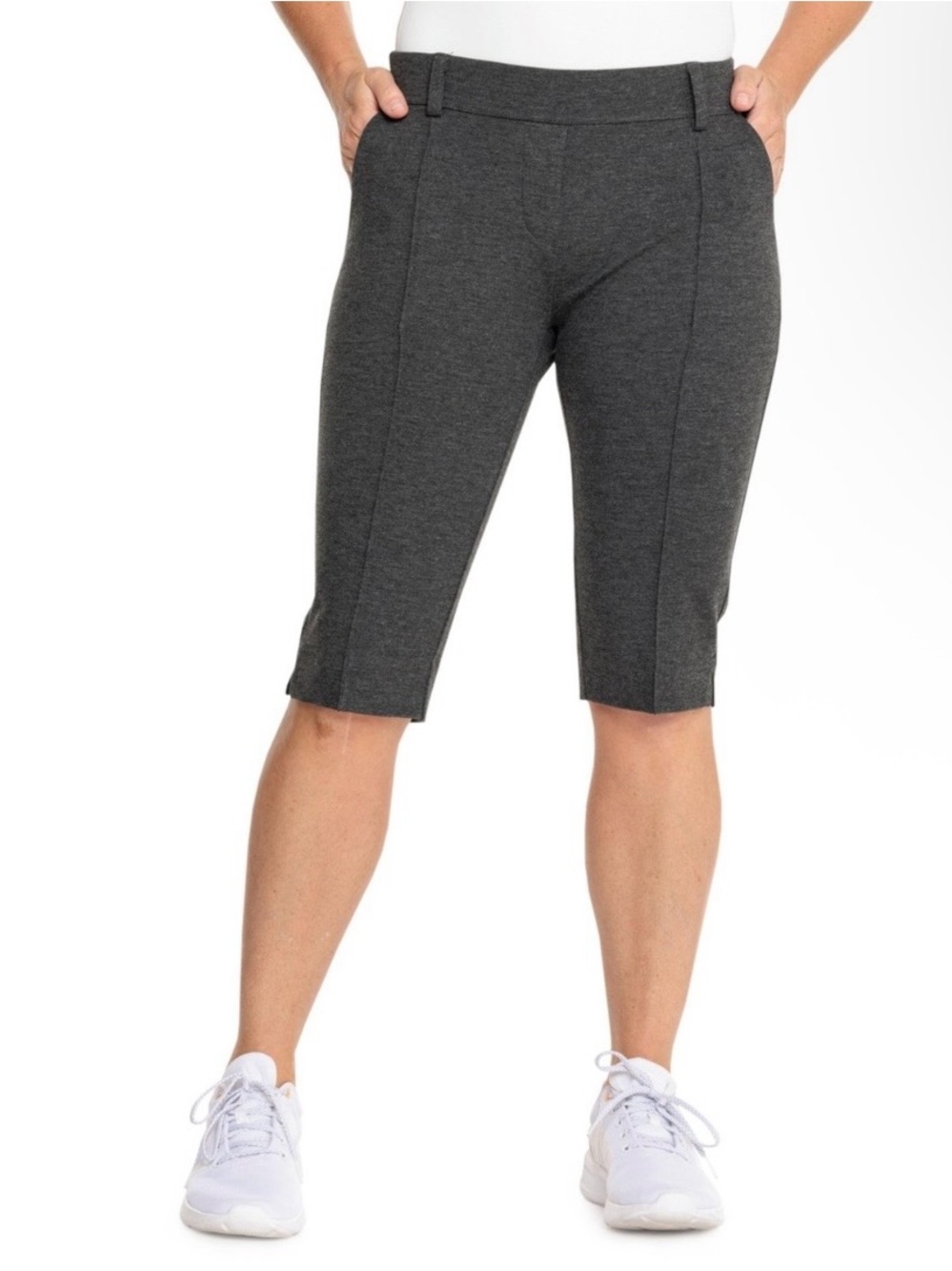 Belyn Key Women's Tournament Slim Fit Golf Sports Grey Shorts Sz Small